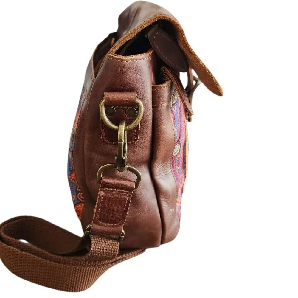 Londo Leather Messenger Bag Laptop Unisex Travel Paisley Preppy